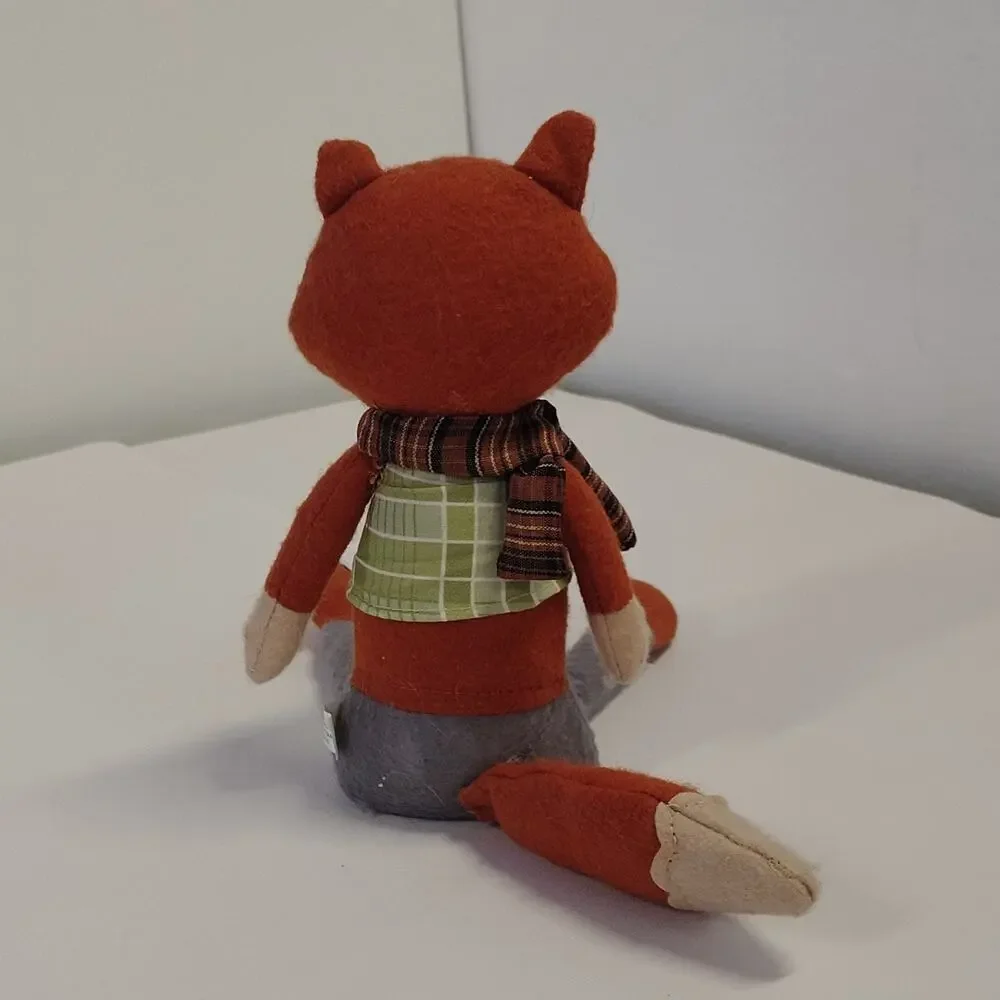 Target Orange Brown Fox Plush Felt Stuffed w/ Scarf Vest Fall Shelf Sitter
